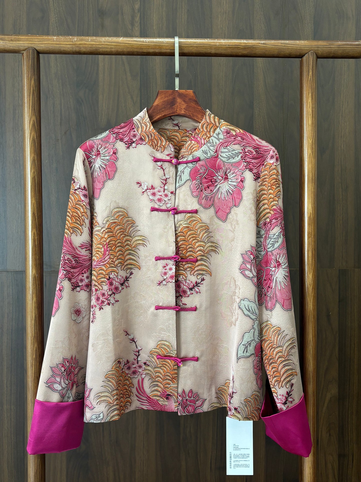 粉紅色鳳凰人絲提花外套 Pink Phoenix Silk Jacquard Jacket - Luxe Orienta CO., LIMITED