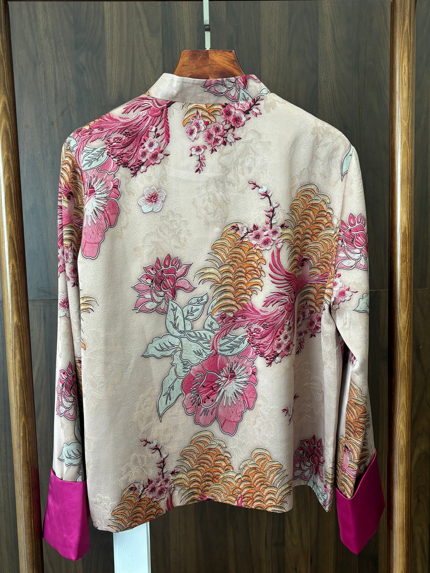 粉紅色鳳凰人絲提花外套 Pink Phoenix Silk Jacquard Jacket - Luxe Orienta CO., LIMITED