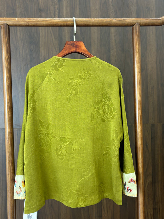 綠色香雲紗刺繡上衣 Green Xiangyunsha Tulle Embroidered Top - Luxe Orienta CO., LIMITED