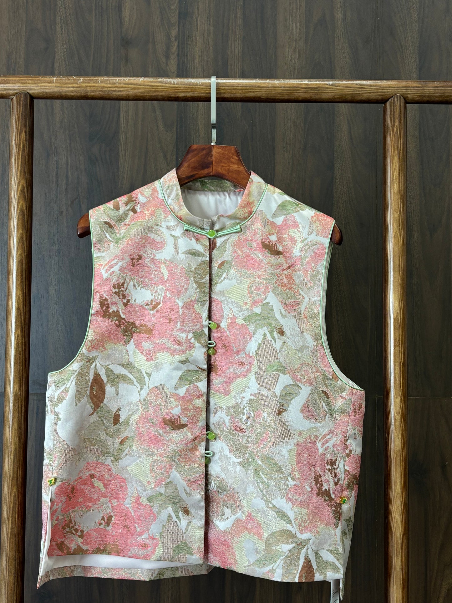 粉紅色真絲提花馬甲 Pink Silk Jacquard Vest - Luxe Orienta CO., LIMITED