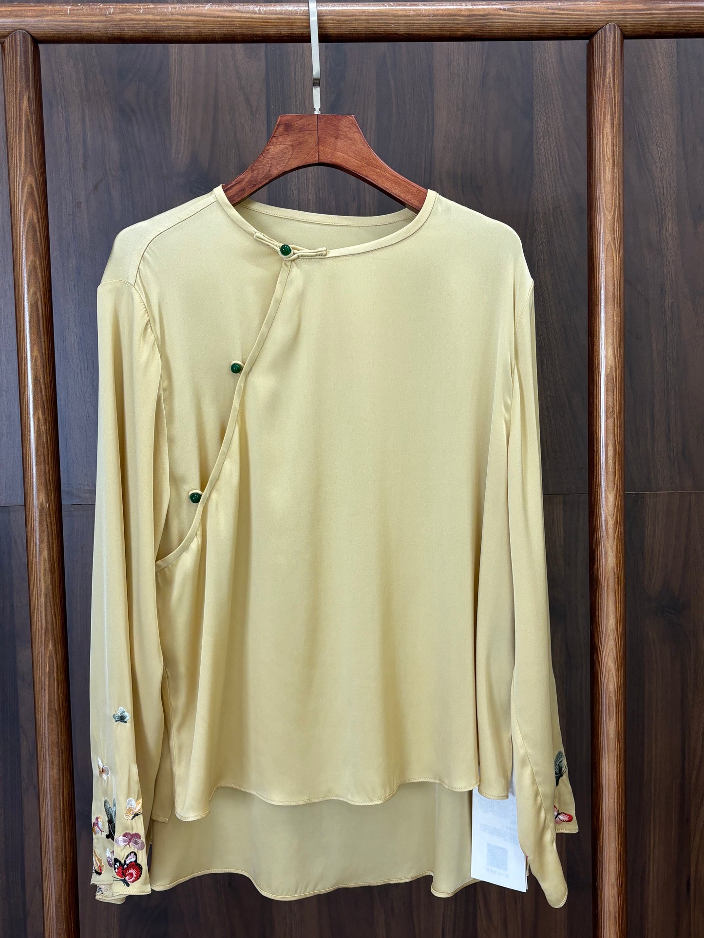 黃色蠶絲刺繡襯衣 Yellow Silk Embroidered Shirt - Luxe Orienta CO., LIMITED