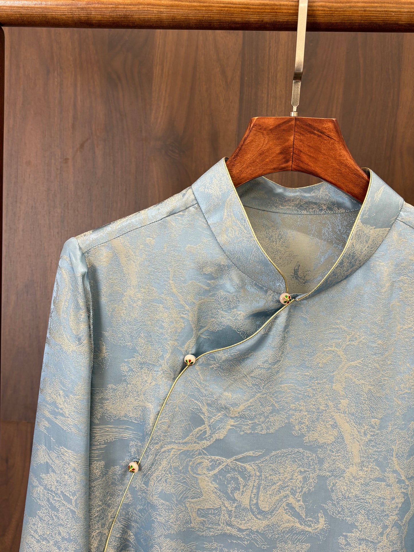 藍色桑蠶絲襯衣 Blue Silk Shirt - Luxe Orienta CO., LIMITED