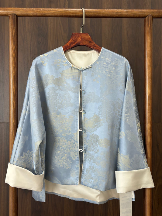 藍色蠶絲外套 Blue Silk Jacket - Luxe Orienta CO., LIMITED