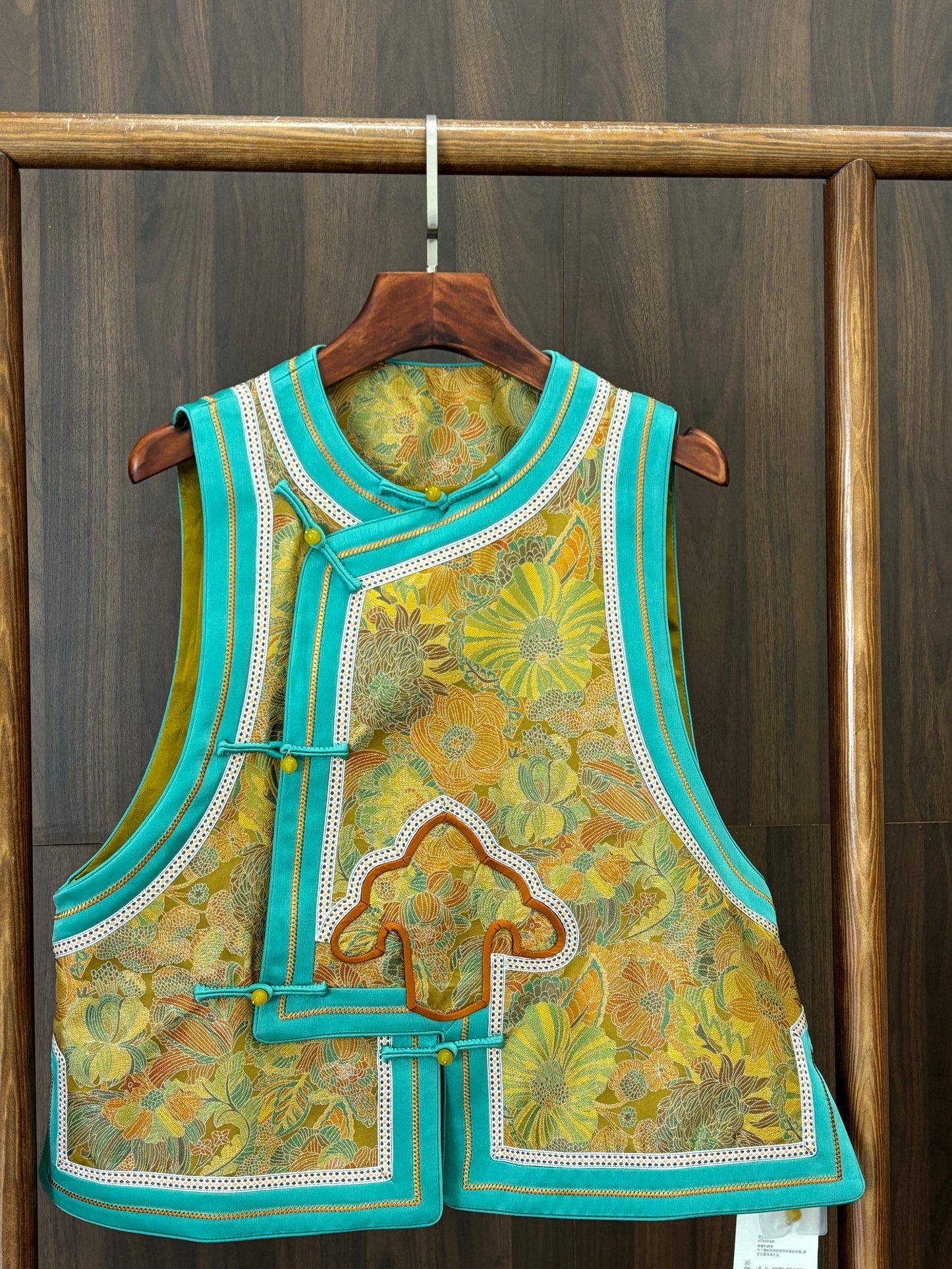 藍色桑蠶絲宋錦如意馬甲 Blue Silk Songjin Ruyi Vest - Luxe Orienta CO., LIMITED