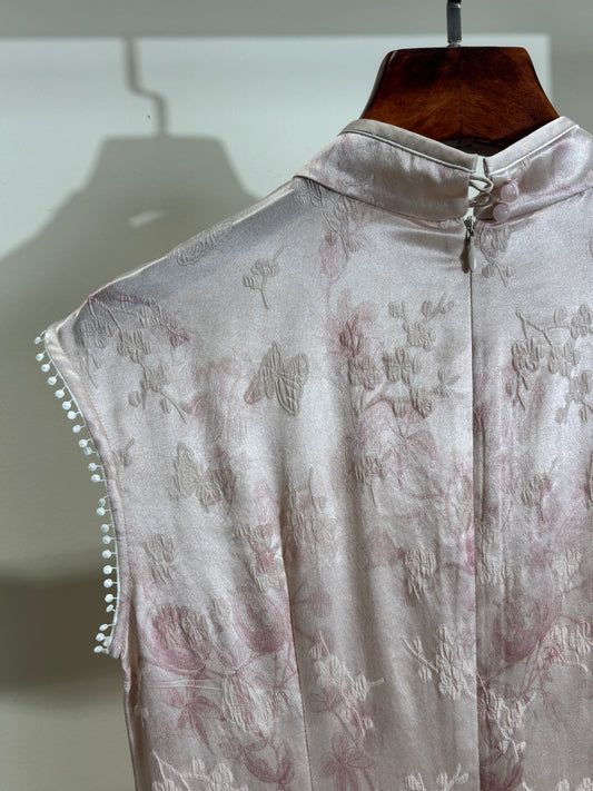 粉色桑蠶絲旗袍 Pink Silk Qipao - Luxe Orienta CO., LIMITED