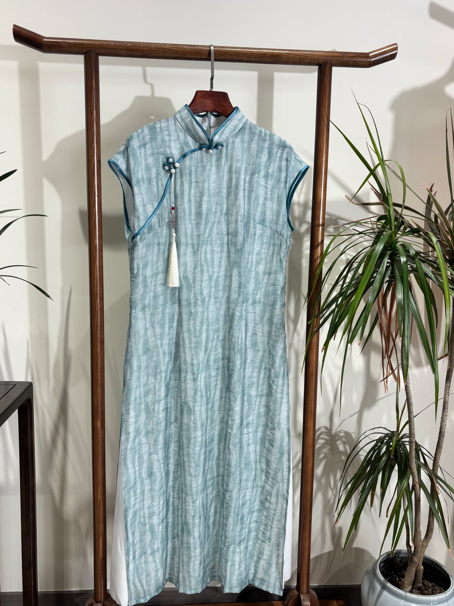 Blue High-Slit Qipao