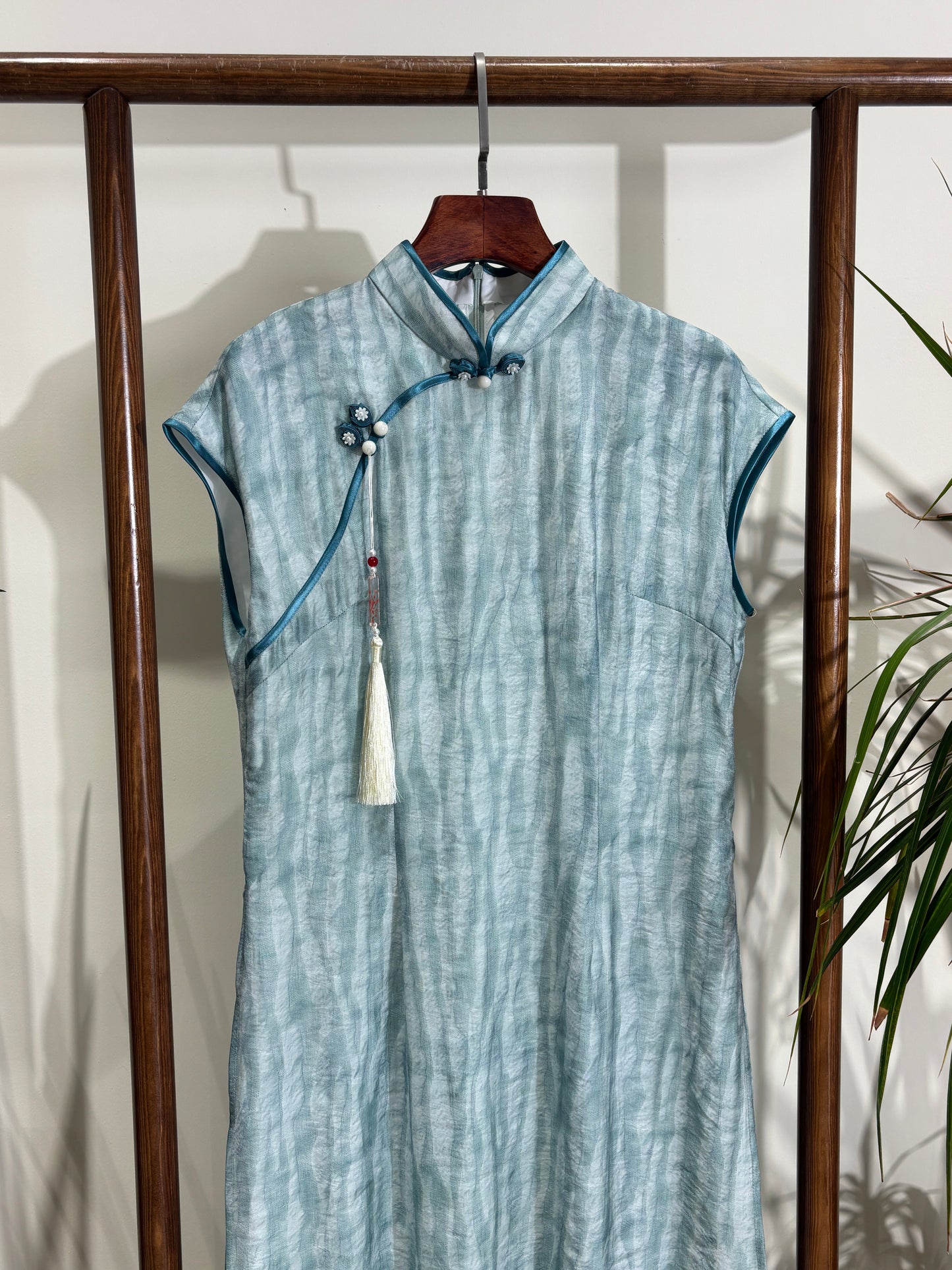 Blue High-Slit Qipao