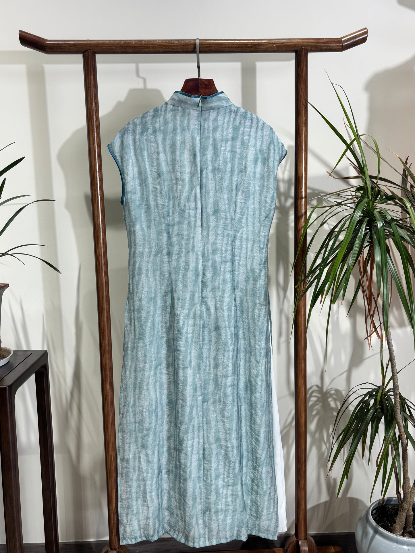 Blue High-Slit Qipao