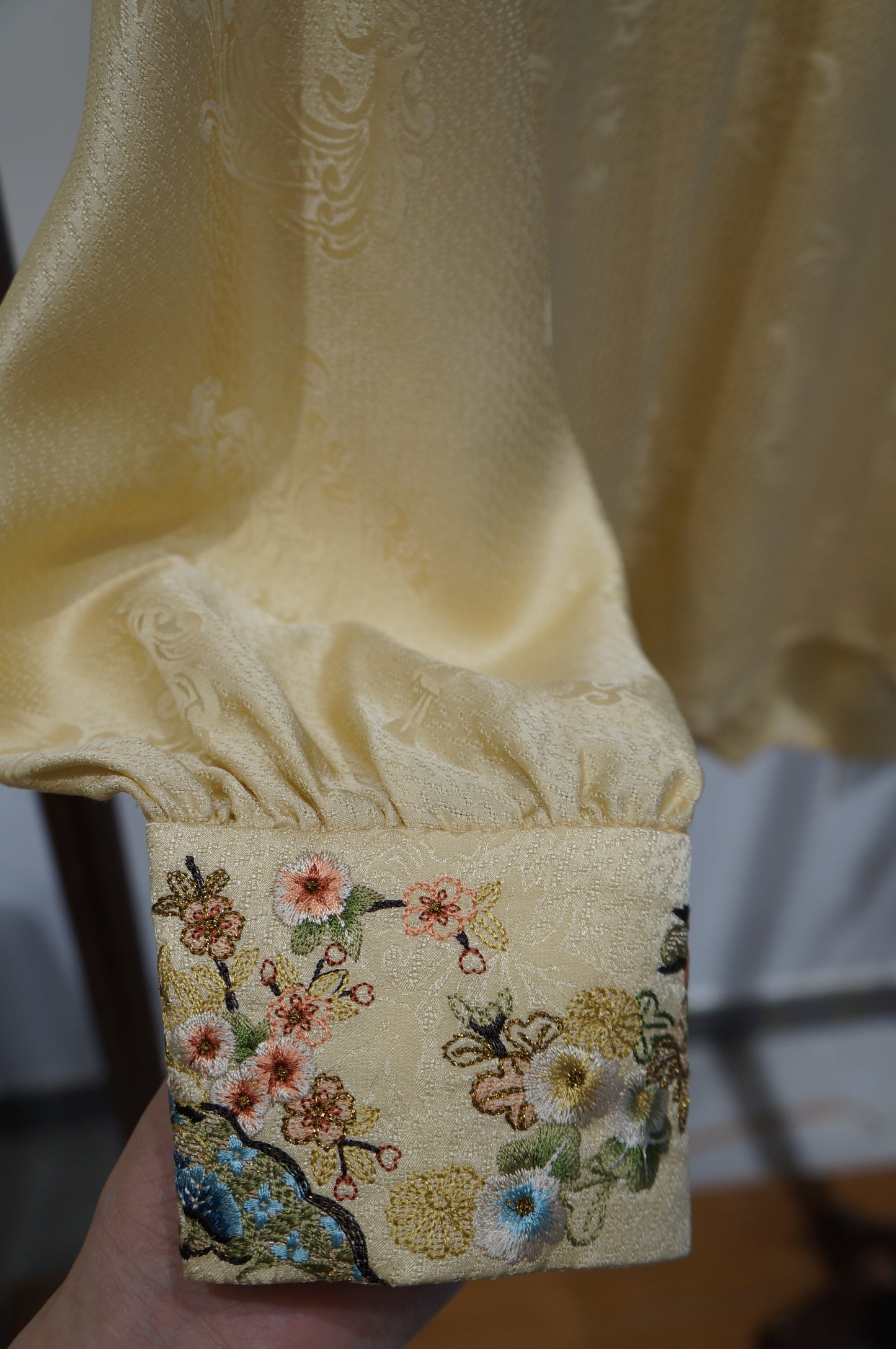 Yellow Mulberry Silk Embroidered Blouse | Refined Chinese Elegance