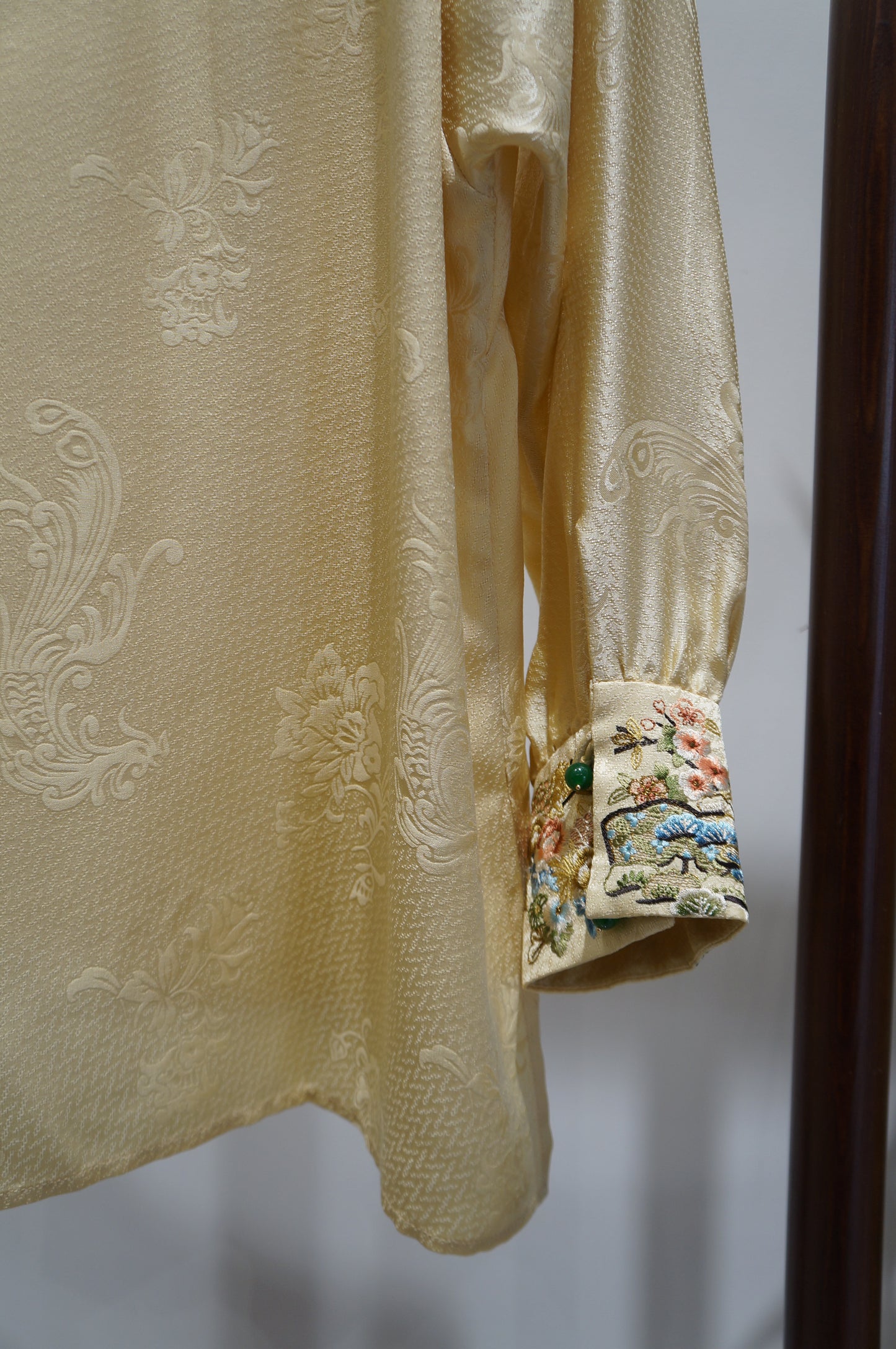 Yellow Mulberry Silk Embroidered Blouse | Refined Chinese Elegance