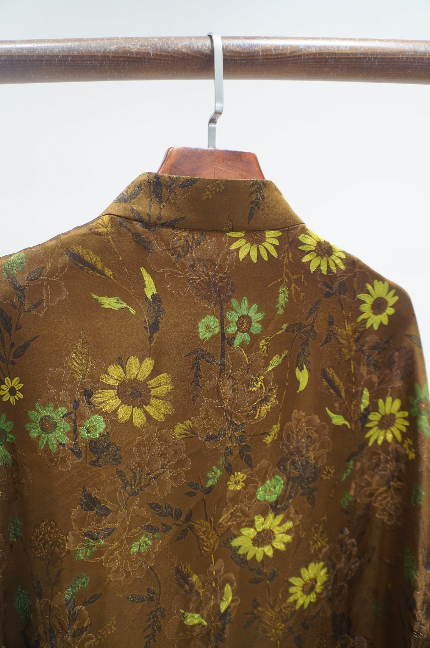 Brown Daisy Xiangyunsha Blouse | Modern Chinese Elegance