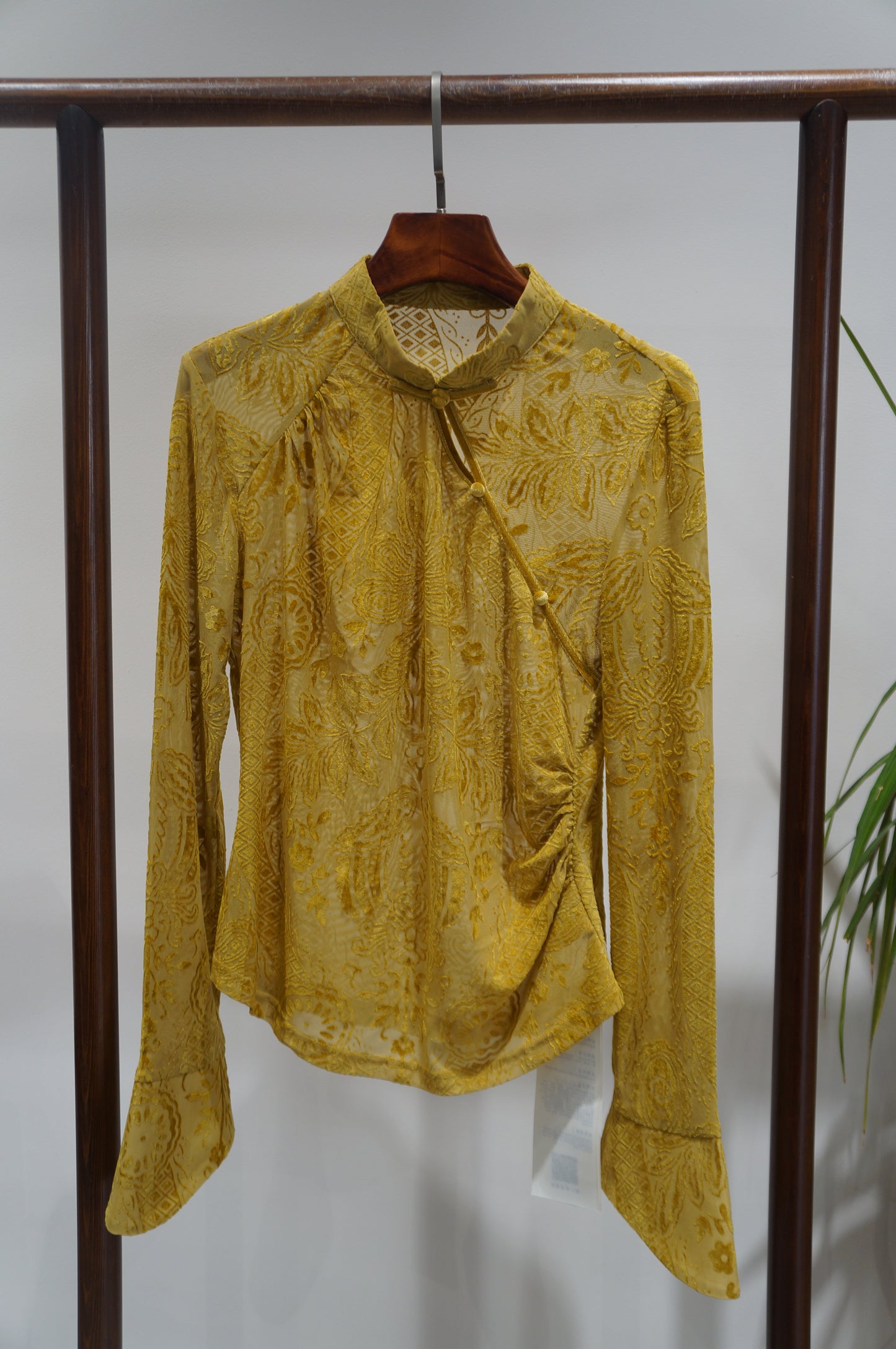 Yellow Velvet Blouse | Modern Eastern Sophistication