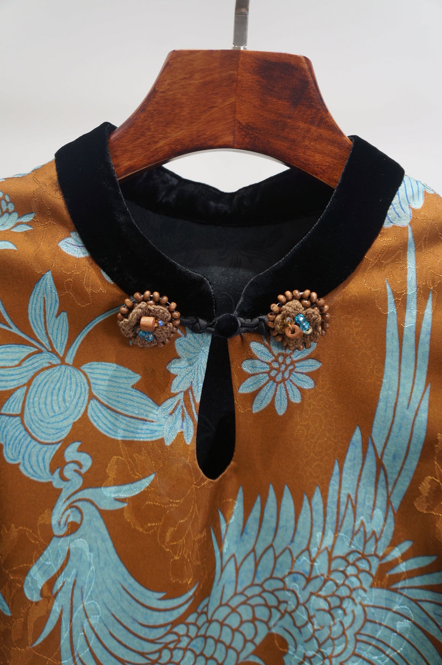 Brown Phoenix & Peony Xiangyunsha Vest | Symbolic Chinese Elegance