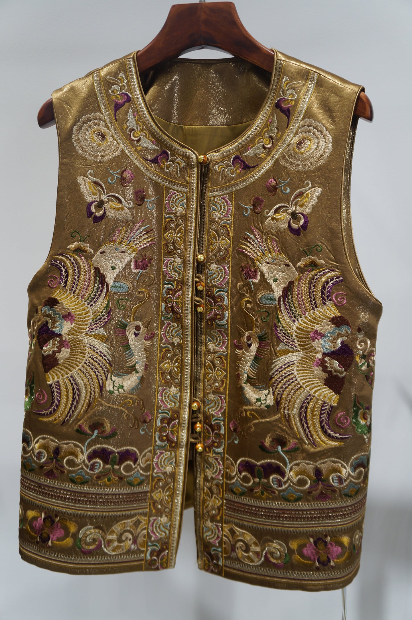 Gold Acetate Embroidered Vest | Elegant Chinese Heritage
