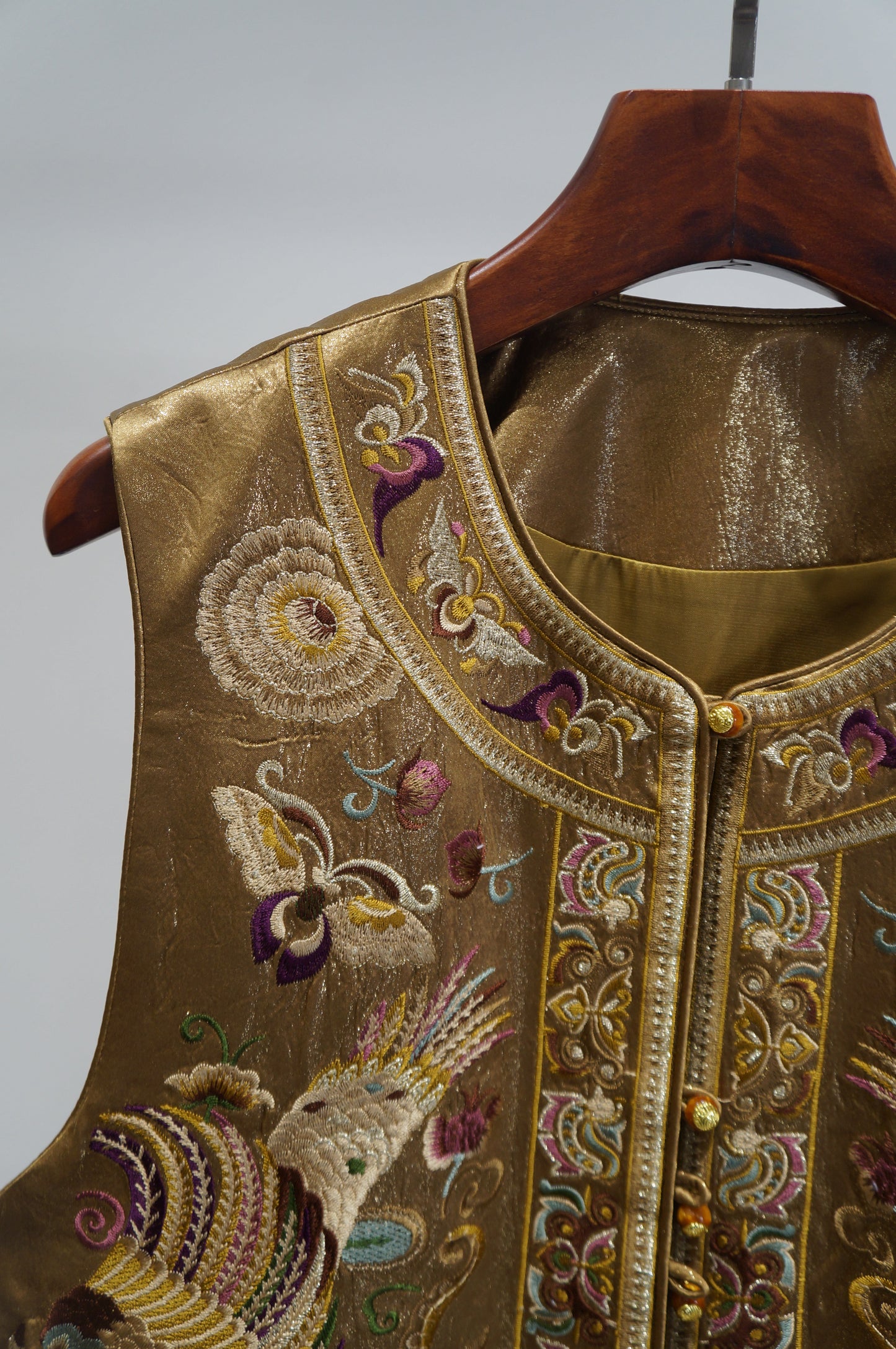 Gold Acetate Embroidered Vest | Elegant Chinese Heritage