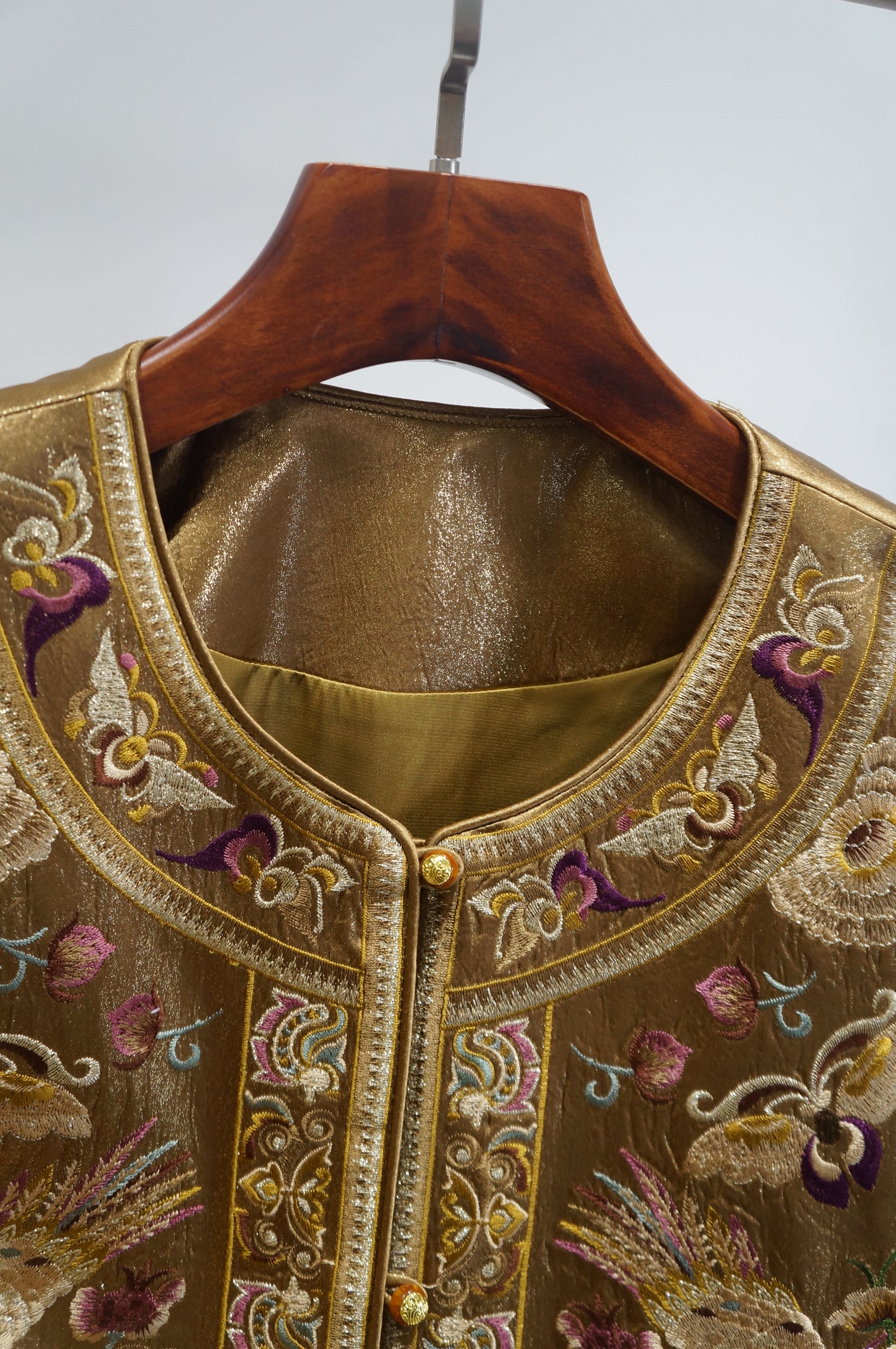 Gold Acetate Embroidered Vest | Elegant Chinese Heritage