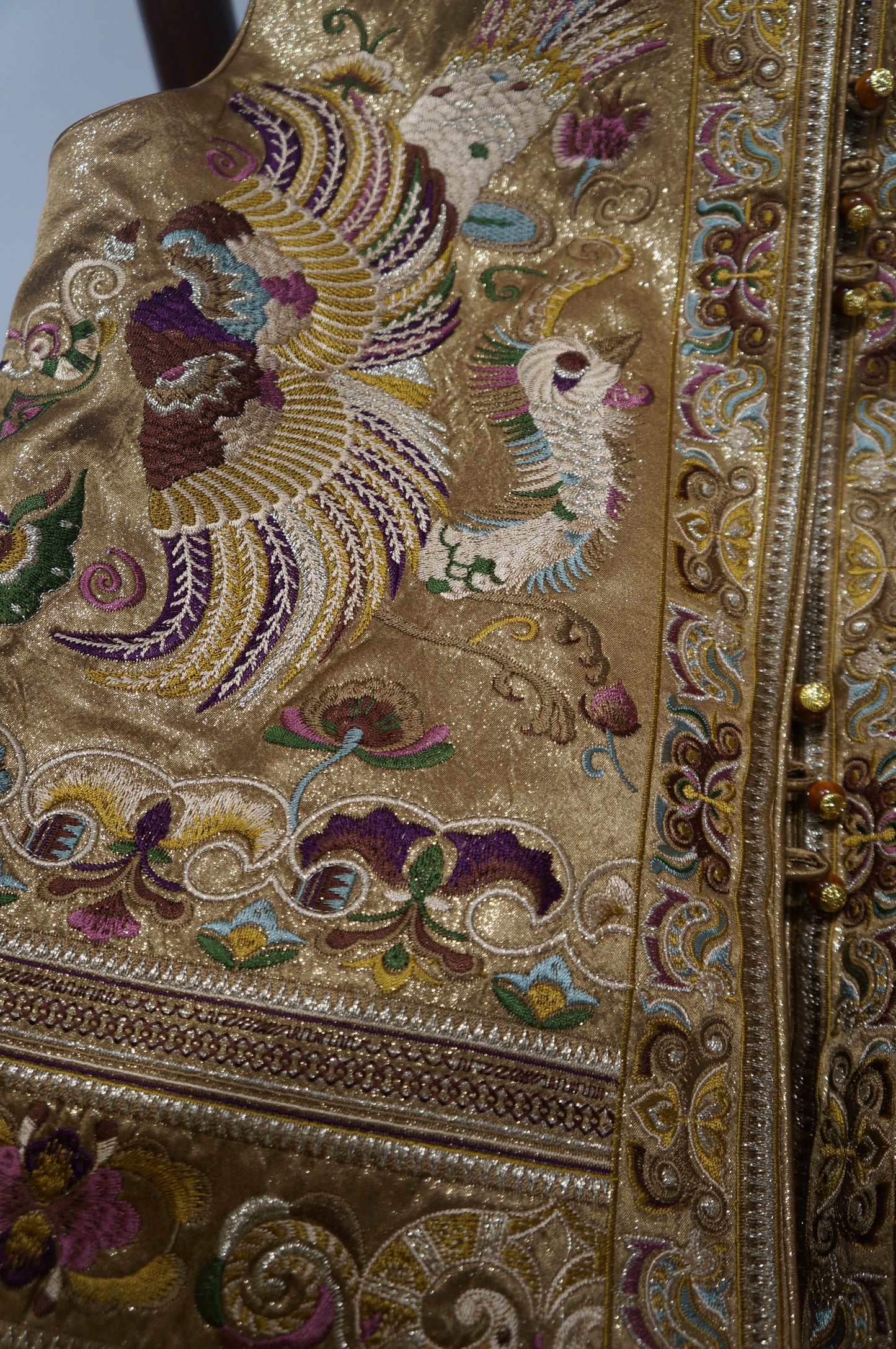 Gold Acetate Embroidered Vest | Elegant Chinese Heritage