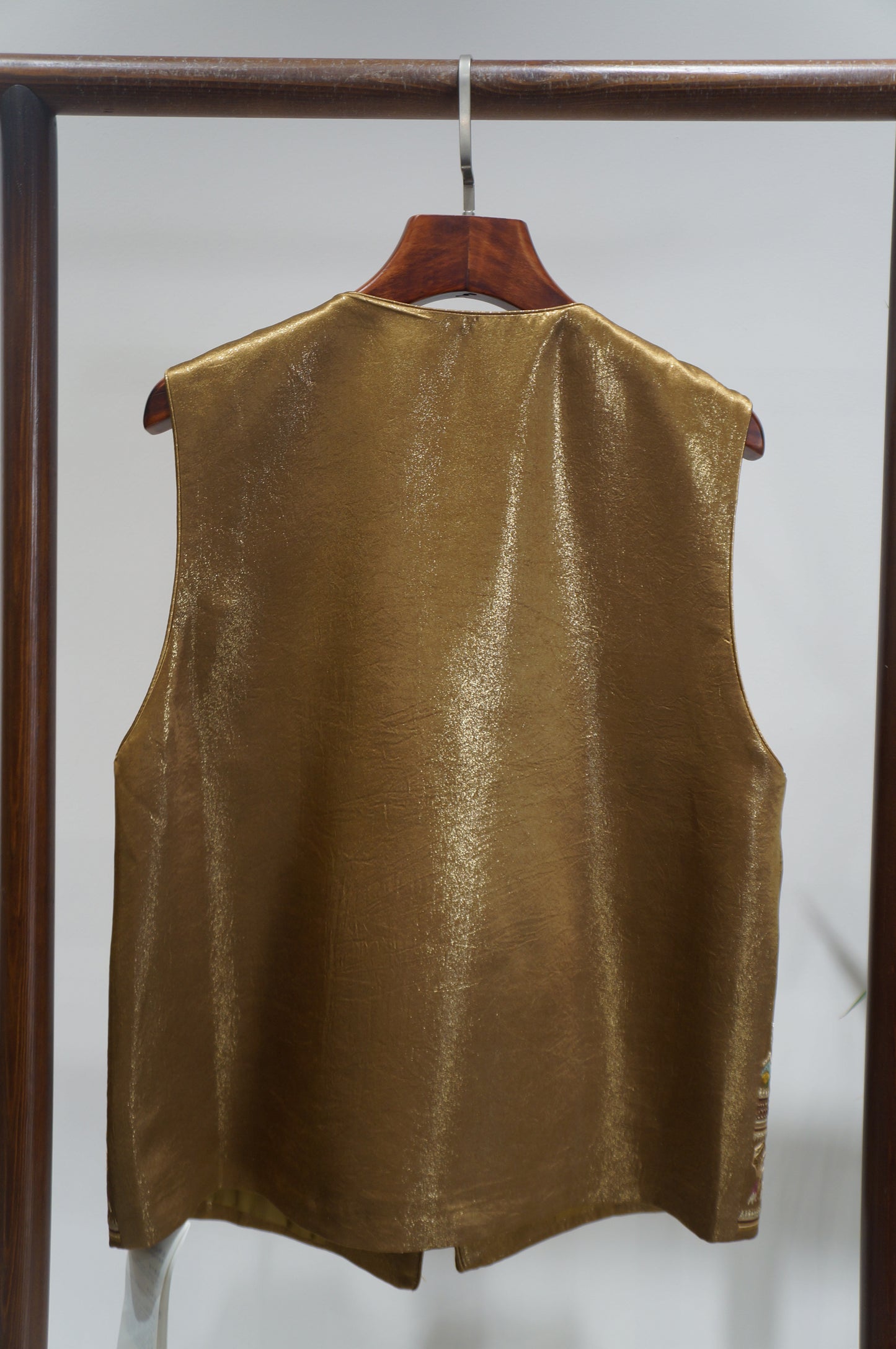 Gold Acetate Embroidered Vest | Elegant Chinese Heritage