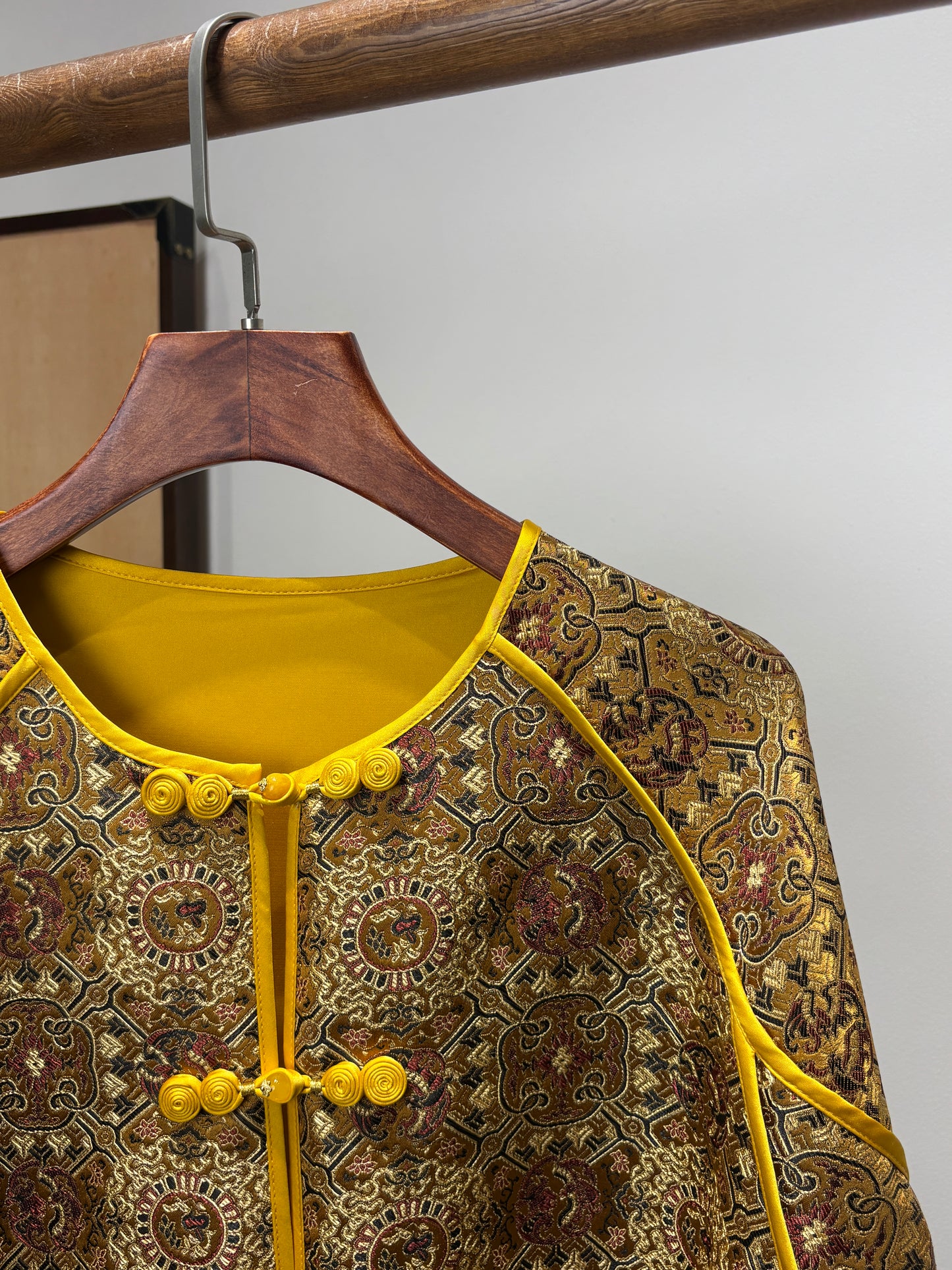 Yellow Frog-Button Song Brocade Jacket | Luxe Orienta Modern Chinese Outerwear