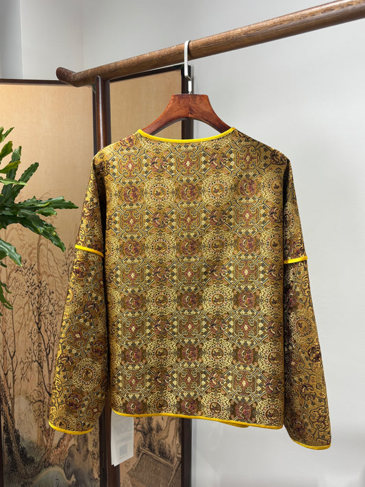 Yellow Frog-Button Song Brocade Jacket | Luxe Orienta Modern Chinese Outerwear - Luxe Orienta CO., LIMITED
