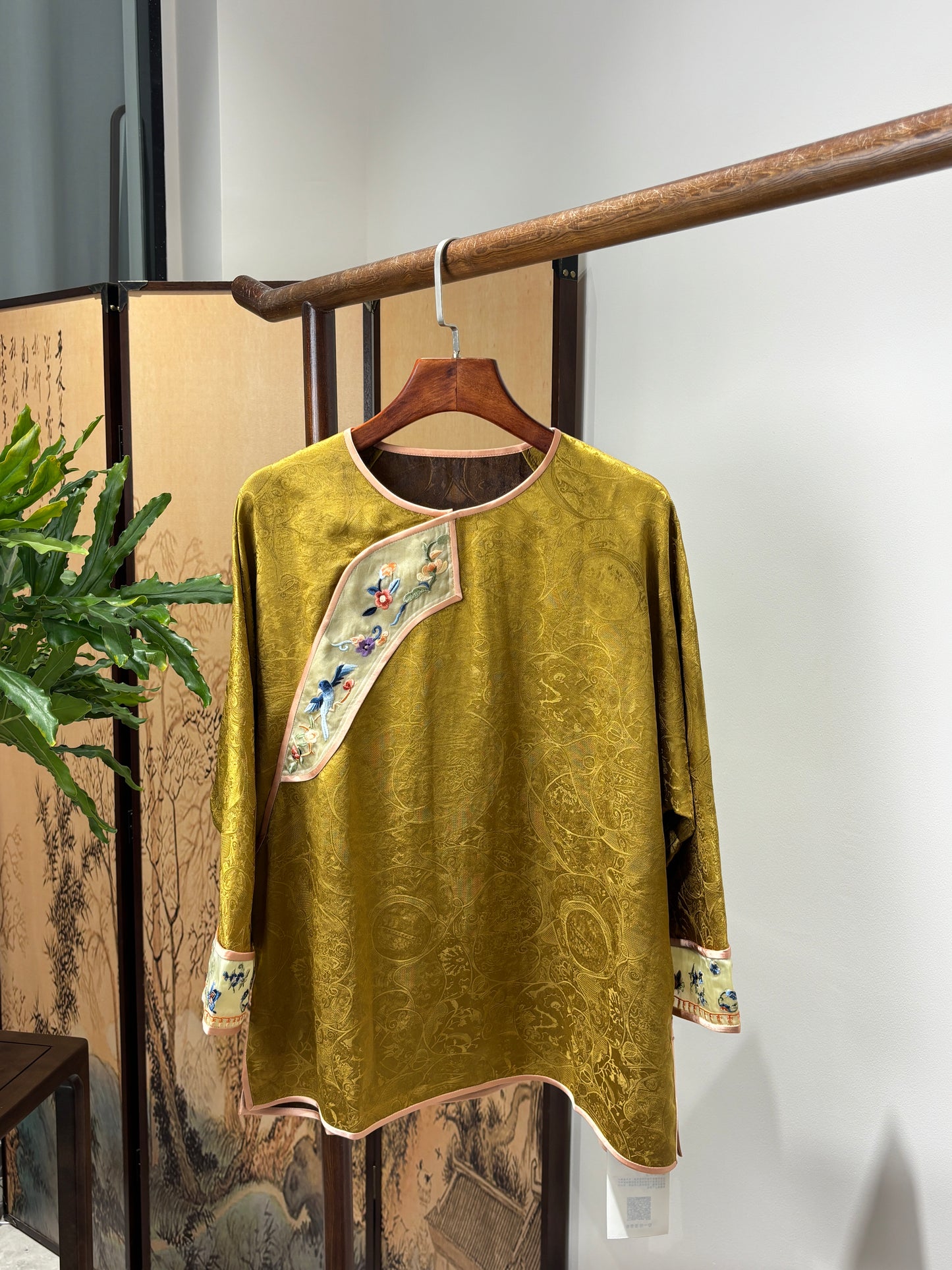 Yellow Xiangyunsha Embroidered Blouse | Luxe Orienta Modern Chinese Top