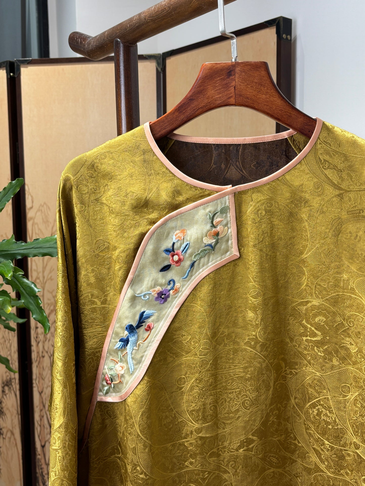 Yellow Xiangyunsha Embroidered Blouse | Luxe Orienta Modern Chinese Top