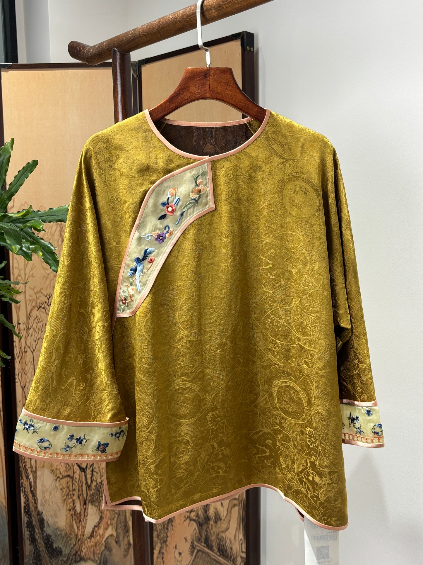 Yellow Xiangyunsha Embroidered Blouse | Luxe Orienta Modern Chinese Top