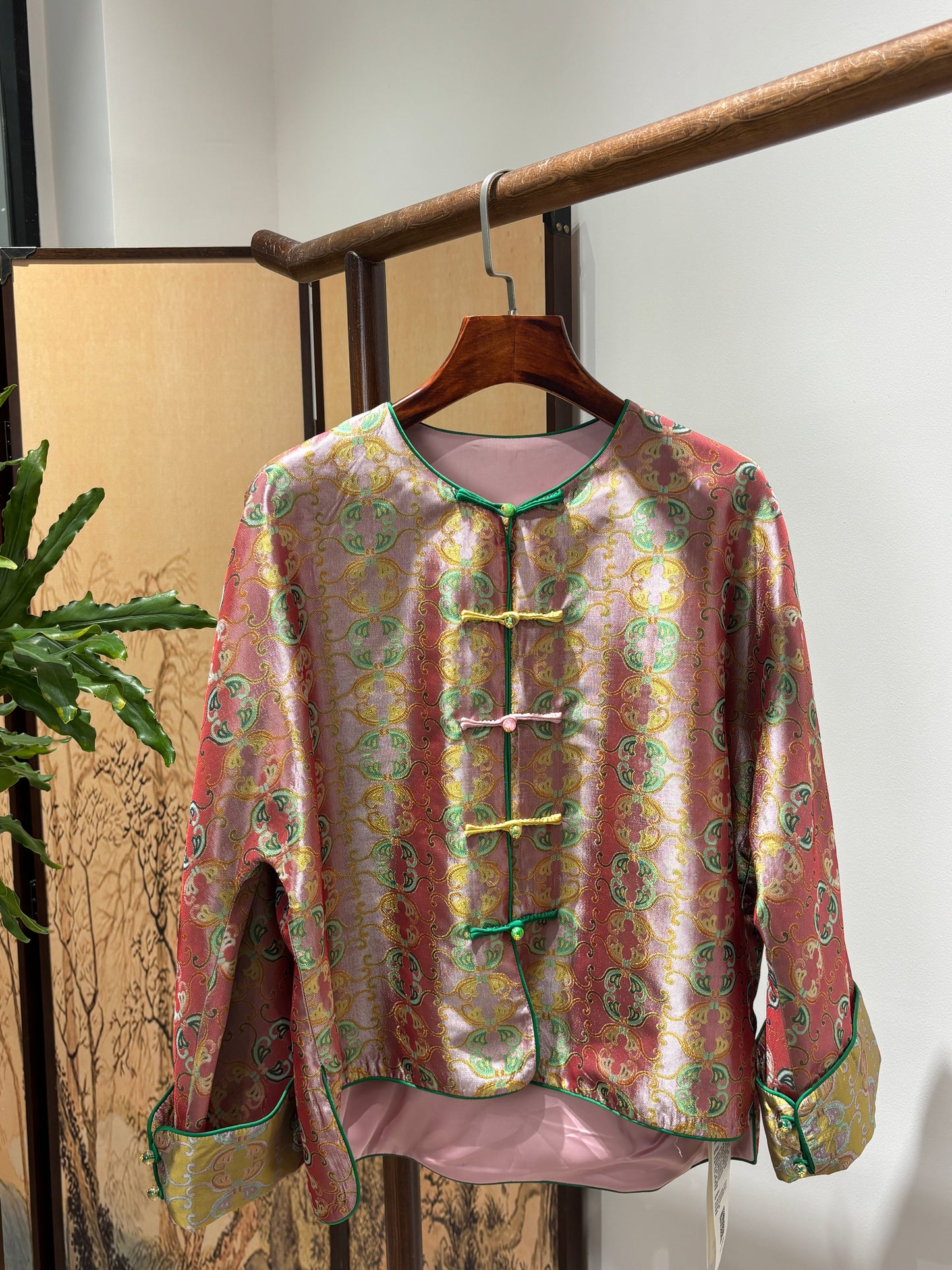 Pink Rayon Shu Brocade Jacket | Luxe Orienta Modern Chinese Outerwear