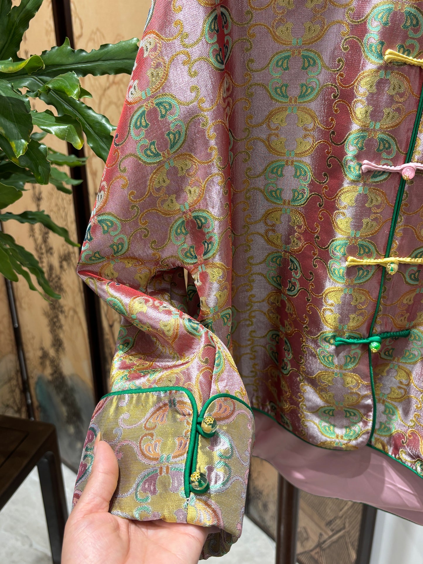 Pink Rayon Shu Brocade Jacket | Luxe Orienta Modern Chinese Outerwear