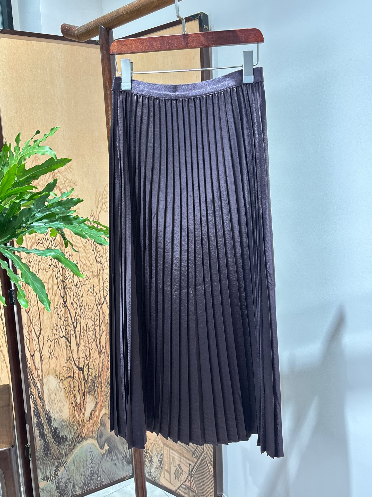 Purple Rayon Midi Skirt | Luxe Orienta Modern Chinese Elegance