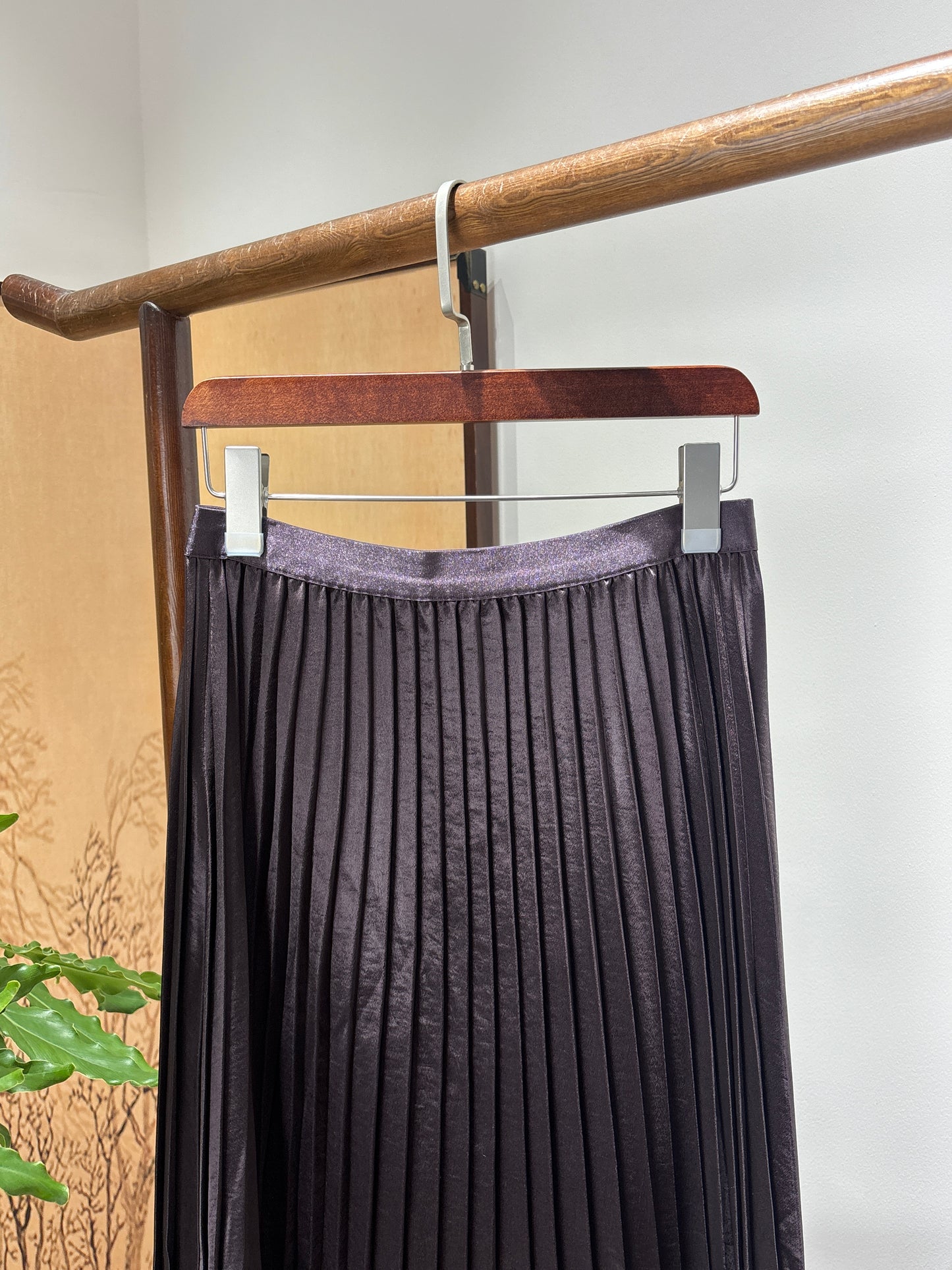 Purple Rayon Midi Skirt | Luxe Orienta Modern Chinese Elegance