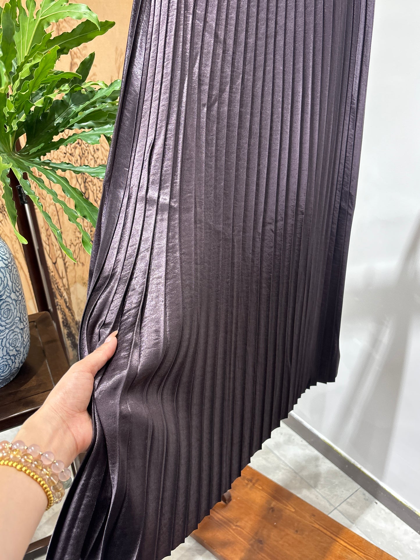 Purple Rayon Midi Skirt | Luxe Orienta Modern Chinese Elegance