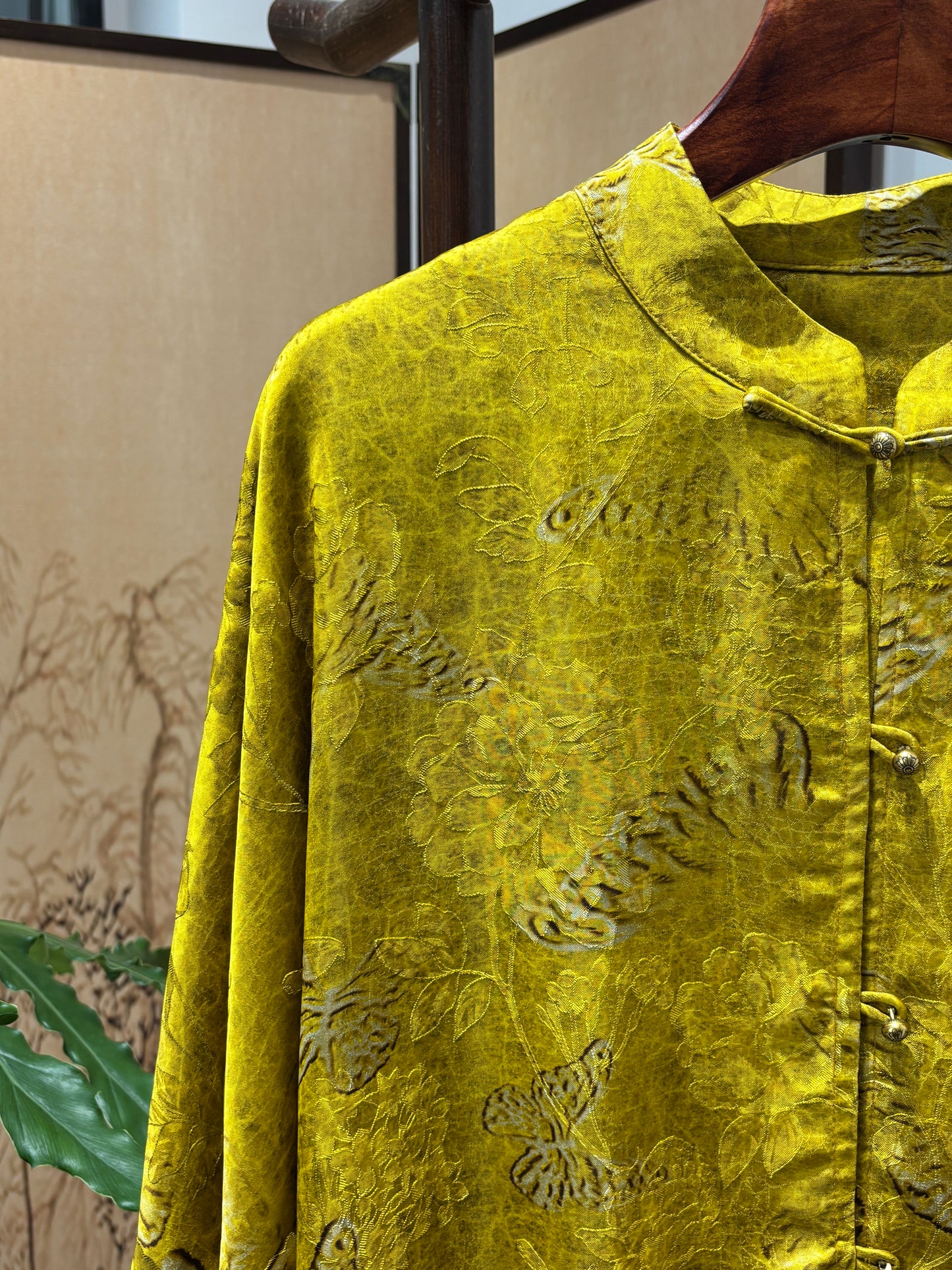 Yellow Rayon Embroidered Jacket | Luxe Orienta Modern Chinese Luxury Outerwear