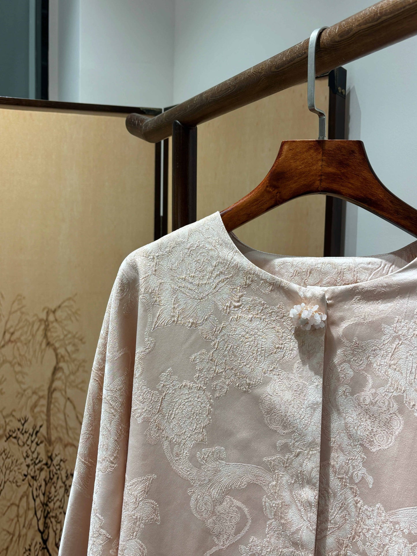 Pink Viscose Jacquard Jacket – Graceful Modern Elegance by LUXE ORIENTA - Luxe Orienta CO., LIMITED