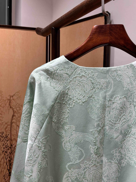 Blue Silk Brocade Jacket – Modern Chinese Elegance by LUXE ORIENTA - Luxe Orienta CO., LIMITED