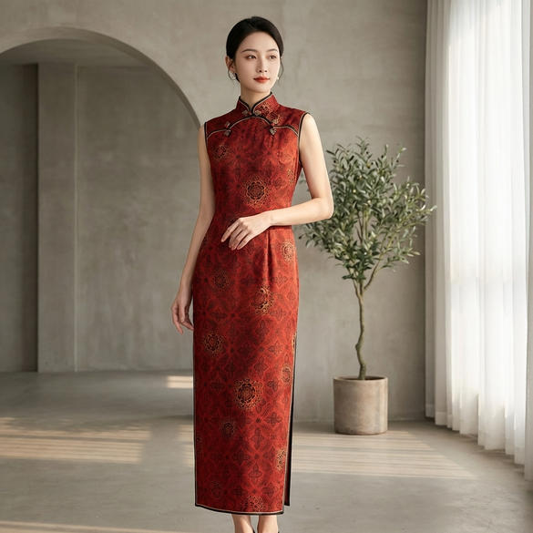 Embrace the Elegance of the East: Red Mulberry Silk Cheongsam Collection