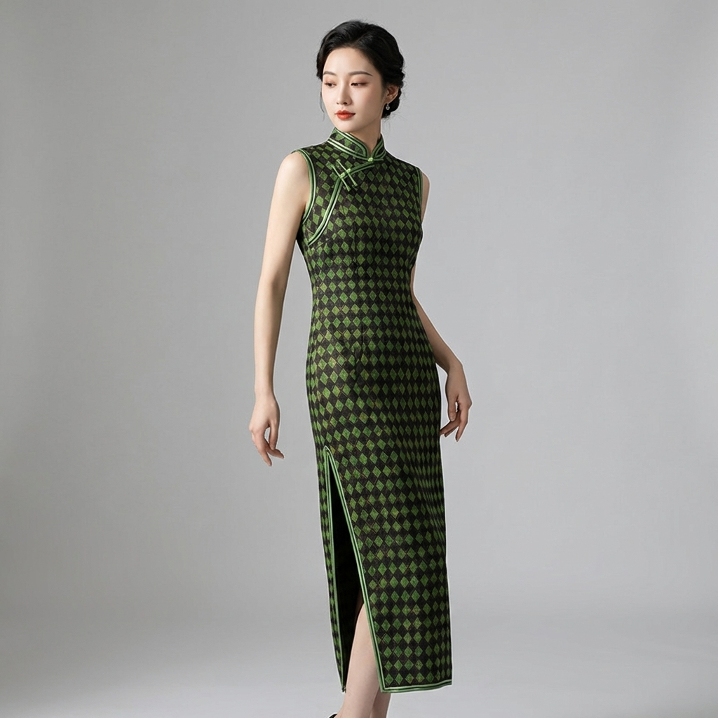 silk qipao dress Green Xiangyunsha Mulberry Silk Qipao