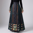  black floral embroidered horse face skirt front view