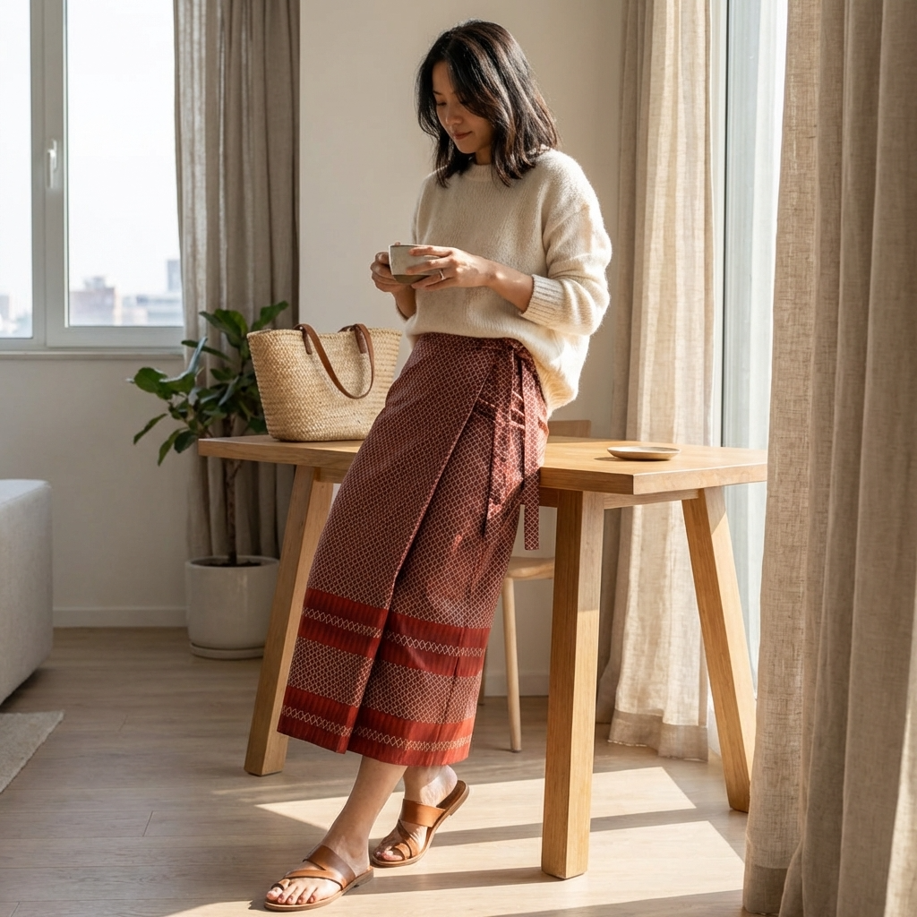 Woman wearing the red mamianqun 