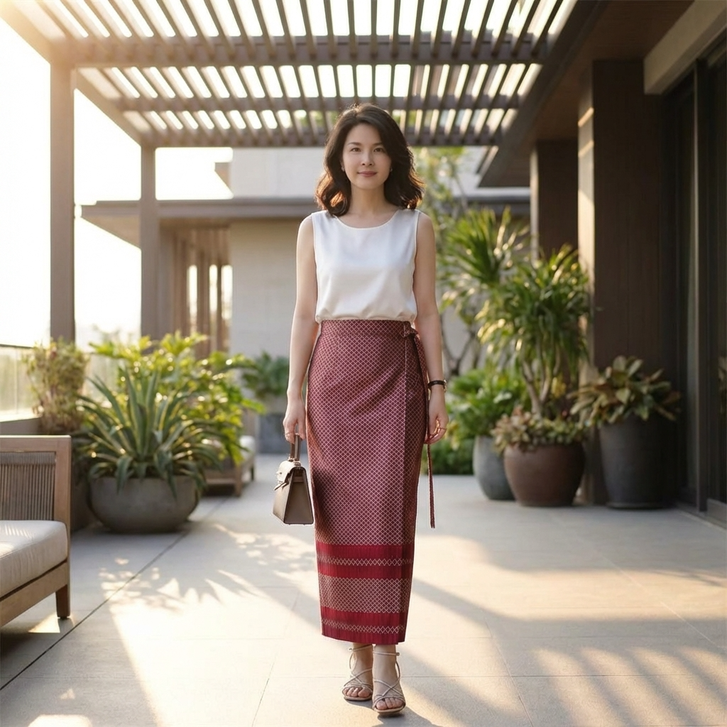 Red Skirt with White blouse