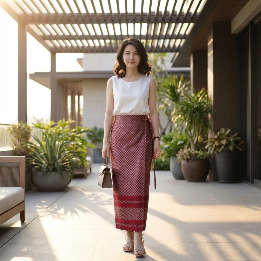 Red Skirt with White blouse