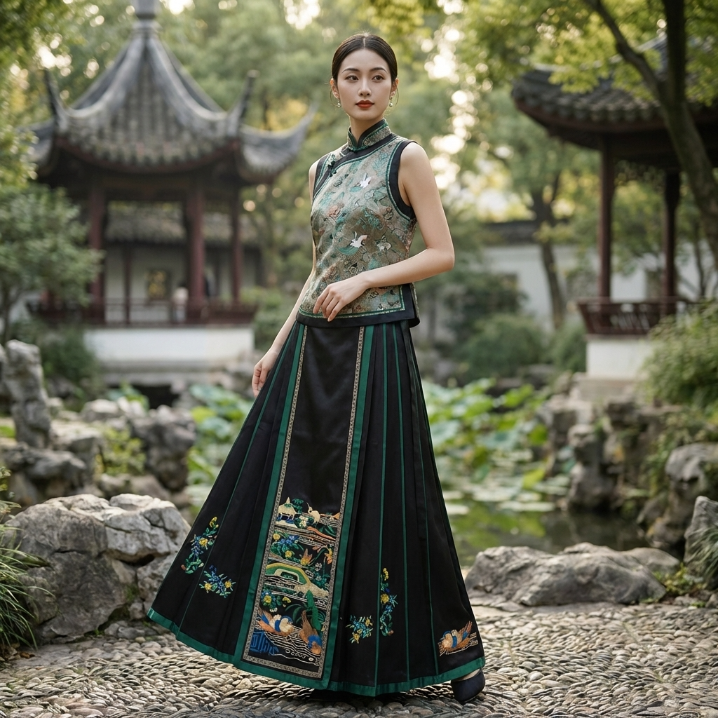 Woman in traditional embroidered dress 