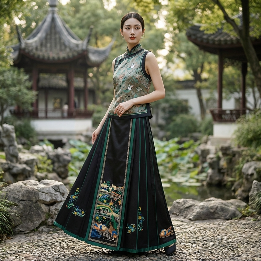 Woman in traditional embroidered dress 