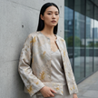 Grey Butterfly Beaded Mulberry Silk Jacket | Modern Chinese Embroidered Luxury - Luxe Orienta CO., LIMITED