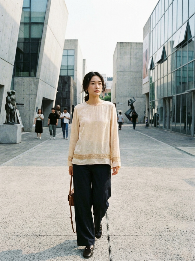 White Beaded Jacquard TENCEL™ Blouse | Modern Chinese Elegant Long Sleeve Top - Luxe Orienta CO., LIMITED