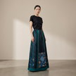Poeny Embroidery Mulberry Silk Xiangyunsha Horse-Face Skirt -LUXE ORIENTA Fashion - Luxe Orienta CO., LIMITED
