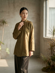 Mulberry Silk Jacquard Mandarin Collar Blouse | Modern Chinese Frog Button Shirt - Luxe Orienta CO., LIMITED
