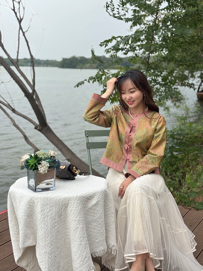 Yellow Heritage Mulberry Silk Shu Brocade Jacket | Luxe Orienta Modern Chinese Luxury Outerwear