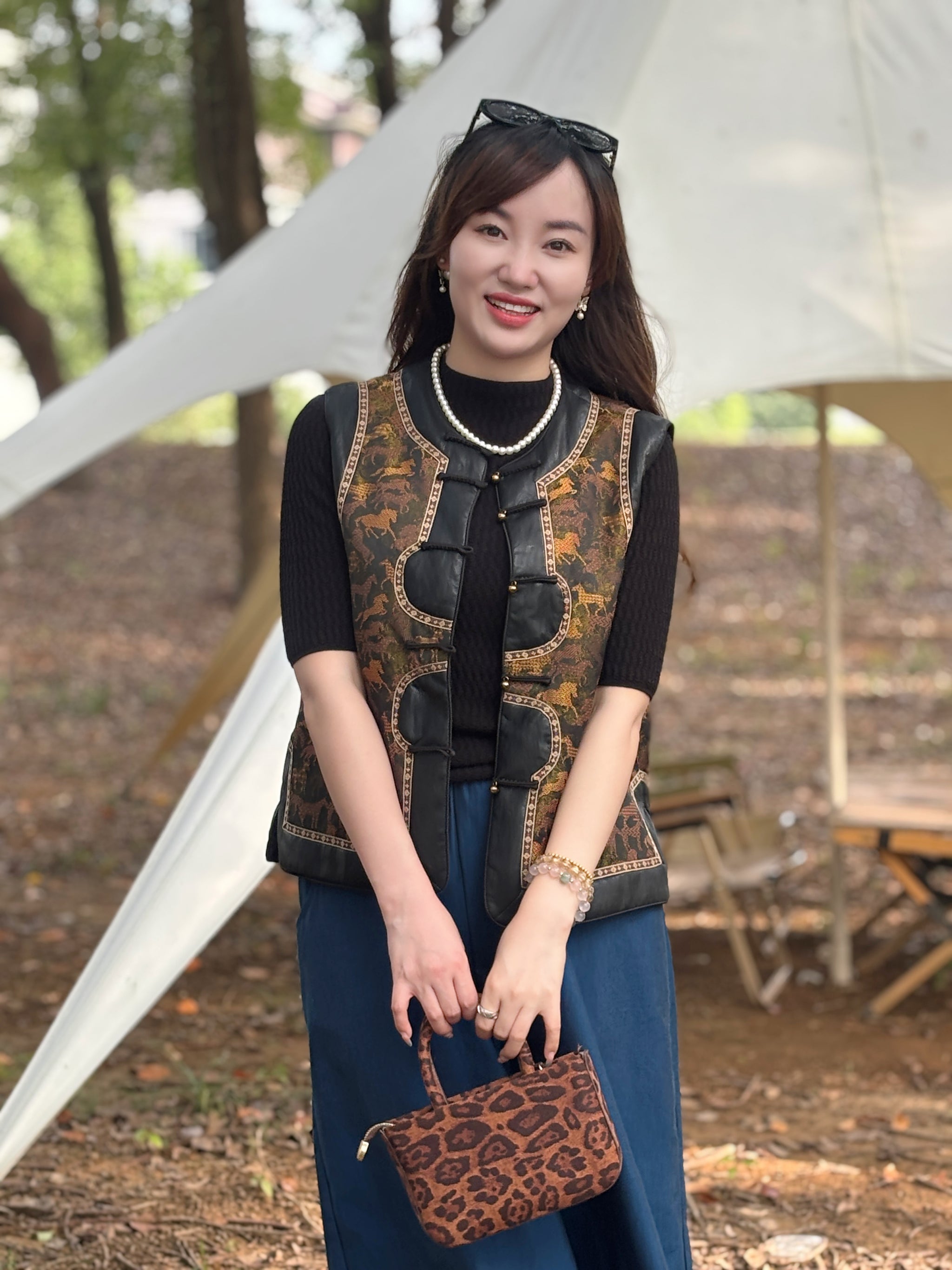 “Success Horse” Patchwork Leather Vest – Heritage-Inspired Bold Elegance by LUXE ORIENTA - Luxe Orienta CO., LIMITED