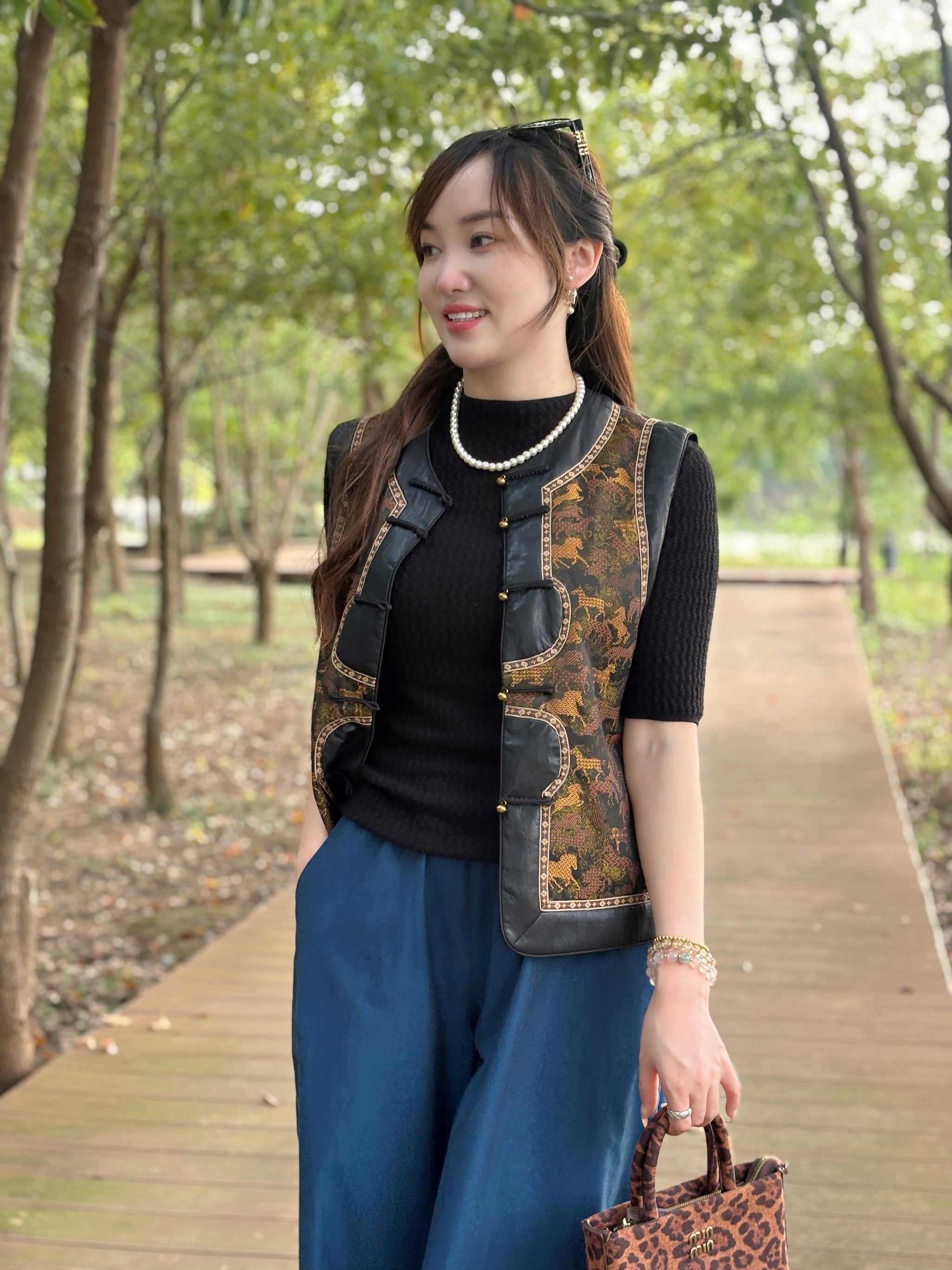 “Success Horse” Patchwork Leather Vest – Heritage-Inspired Bold Elegance by LUXE ORIENTA - Luxe Orienta CO., LIMITED